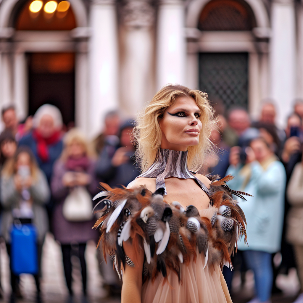 Cate Blanchett, kuş tüyü ve kumaş parçalarından oluşan elbisesiyle Venedik’te büyüledi